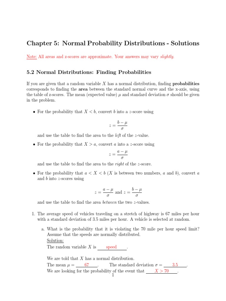 Normal Distribution Solutions Guide | PDF | Normal Distribution ...