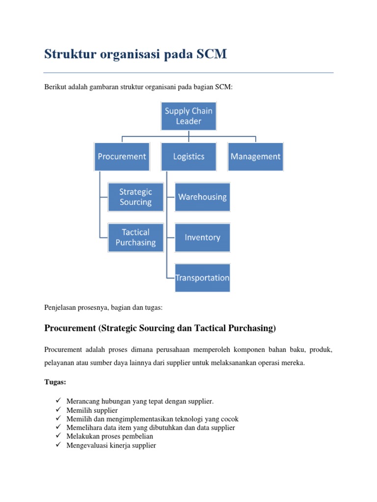 Struktur Organisasi SCM dan Tugas Utama | PDF