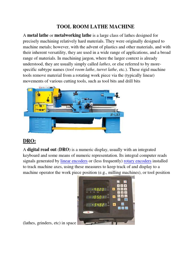 Tool Room Lathe Machine PDF Machining Metalworking