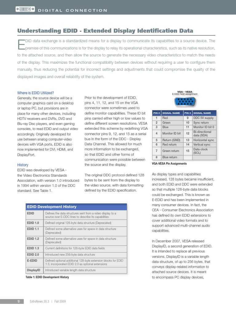 Understanding EDID - Extended Display Identification Data PDF | PDF ...