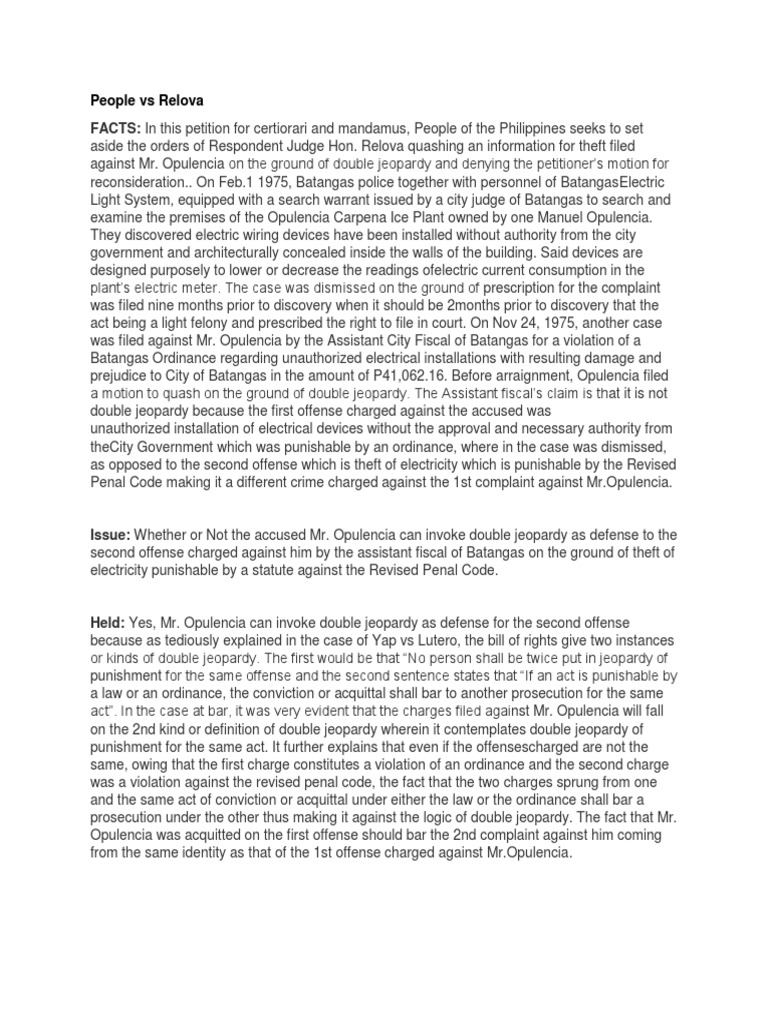 Cases Double Jeopardy PDF Defamation Double Jeopardy