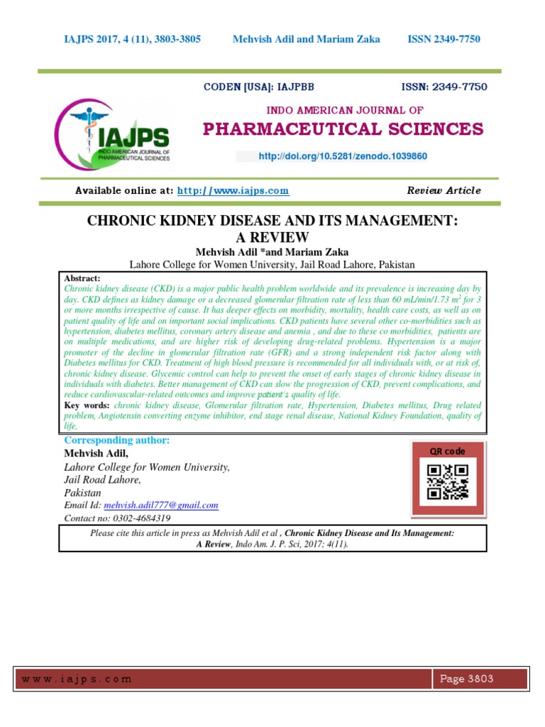 Chronic Kidney Disease and Its Management: A Review | PDF | Chronic ...