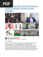 This Is The First Time A Party Representing Tamils Is Agreeing To Constitutional Proposals