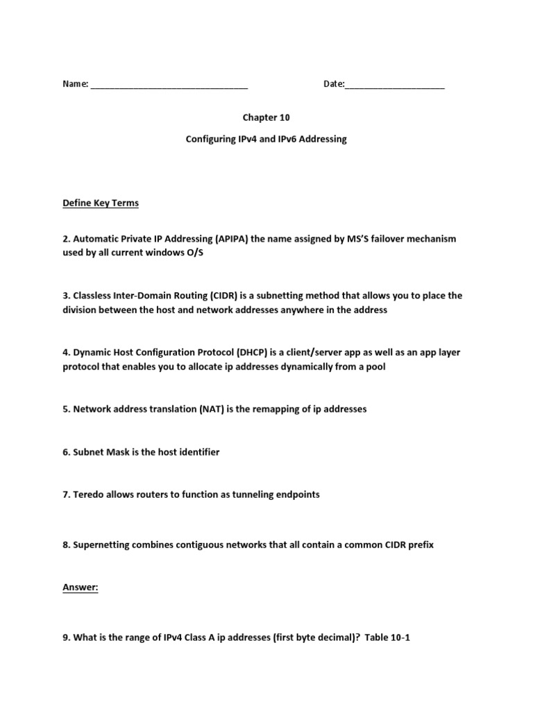 Study Guides Lesson 10 | PDF | I Pv6 | Ip Address