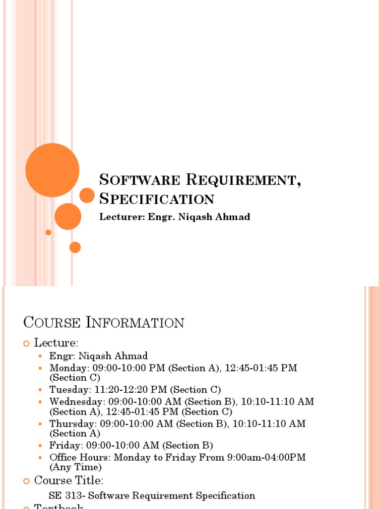 Software Requirement Specification Course | PDF | Software Engineering ...