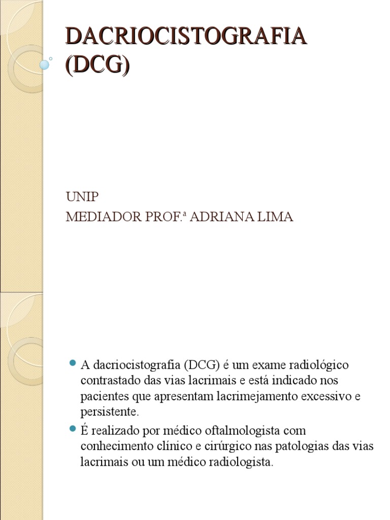 Dacriocistografia (DCG) 2009 | PDF | Doenças e distúrbios | Remédio