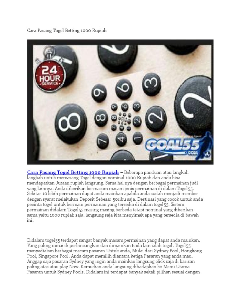 Cara Pasang Togel Betting 1000 Rupiah