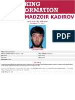 FBI Poster on Mukhammadzoir Kadirov