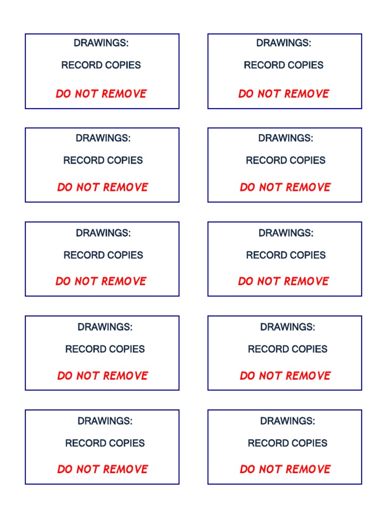 Do Not Remove Do Not Remove: Drawings: Record Copies Drawings: Record ...