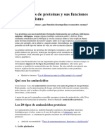 Los 20 Tipos de Proteínas y Sus Funciones en El Organismo