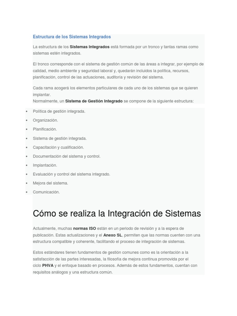 Estructura de Sistemas Integrados de Gestión | PDF | Planificación ...
