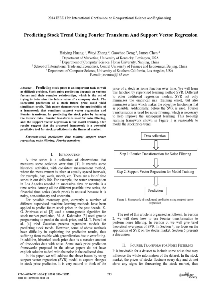 Predicting Stock Trend Using Fourier Transform and Support Vector ...