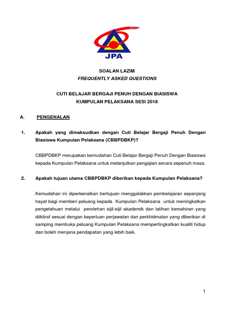 Faq Cbbpdbkp Sesi 2018