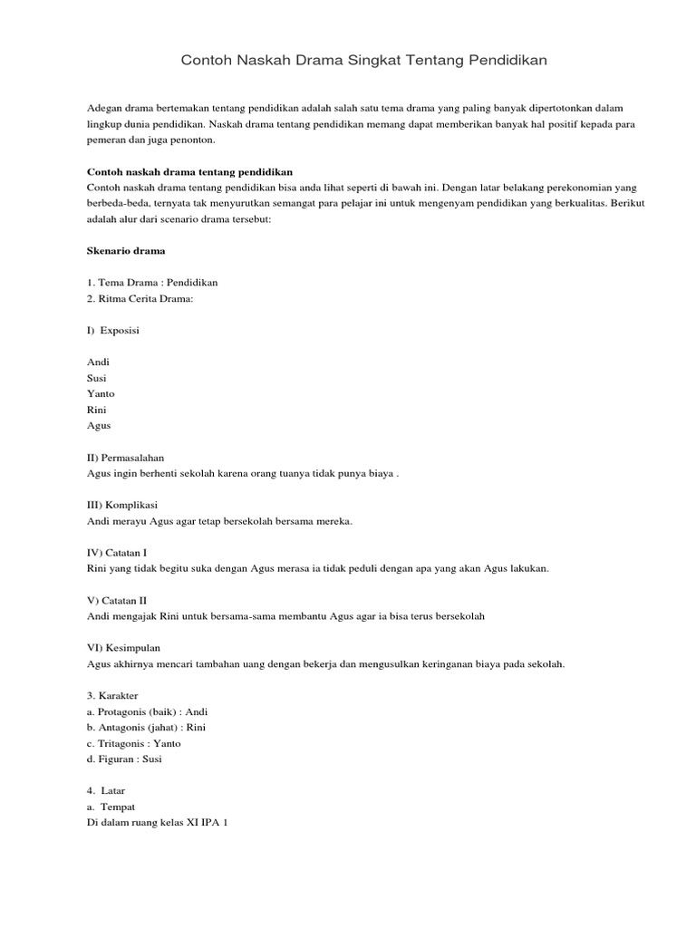 Contoh Naskah Drama Sekolah - Contoh Resource