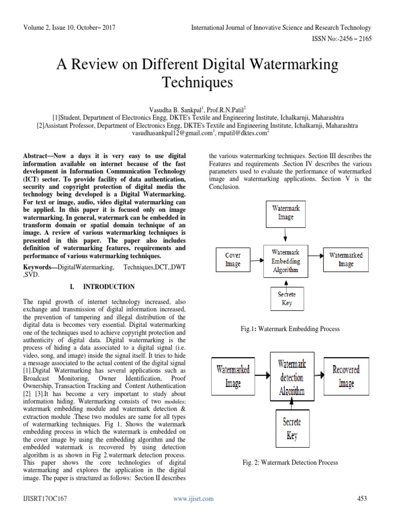 A Review On Different Digital Watermarking Techniques | PDF | Discrete ...