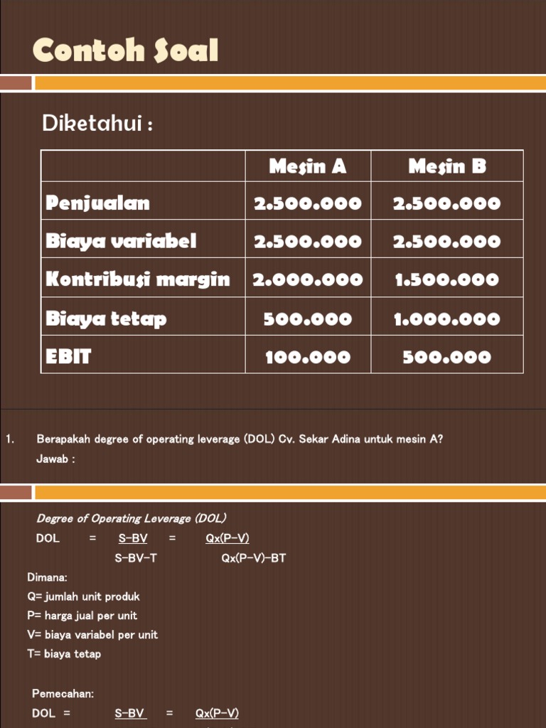 Contoh Soal Dol Degree Of Operating Leverage