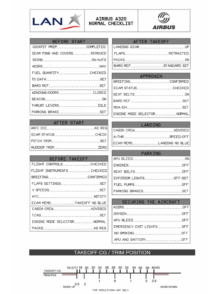 Lan Airlines Airbus A320 Checklist PDF