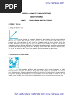 Cs6303 - Computer Architecture Lession Notes Unit I Overview & Instructions 8 Great Ideas