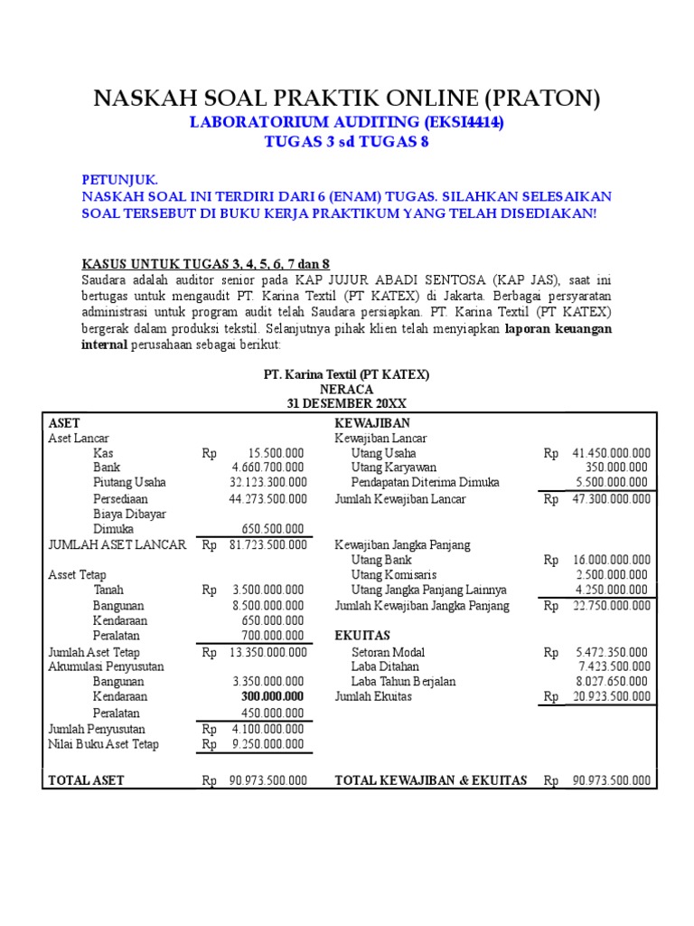 Soal Praton Tugas 3 S D 8 Pt Katex