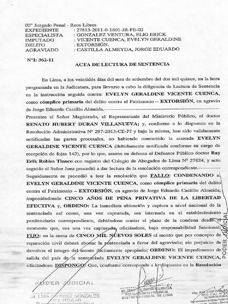 Lectura de Sentencia Penal011 PDF | PDF