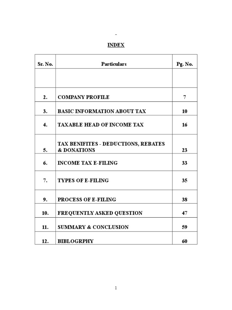 Project On e Filing Income Tax Return Online | PDF | Capital Gains Tax ...