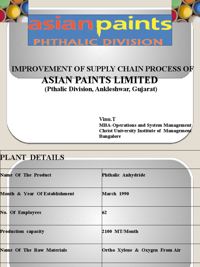 Asian Paints Limited: Improvement of Supply Chain Process of | PDF ...