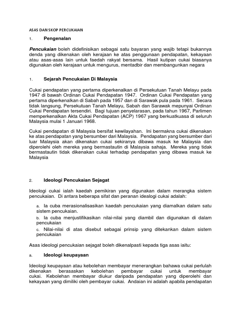 Asas Dan Skop Percukaian Pdf