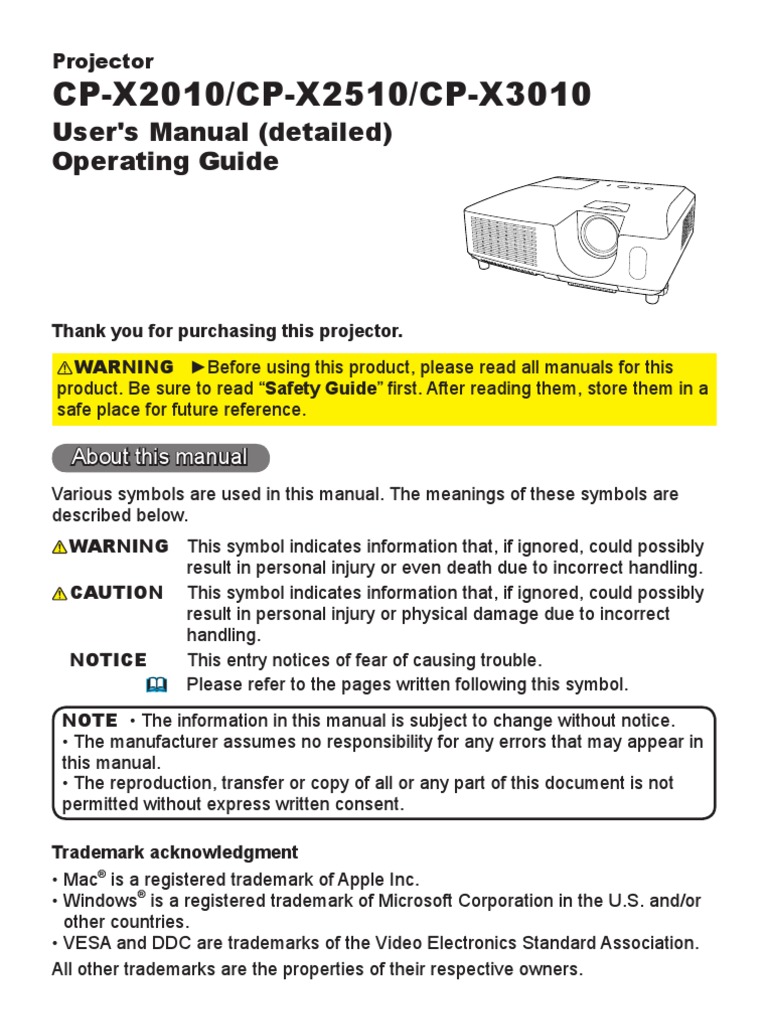 Hitachi Cp x2510 Manual | Display Resolution | Personal Computers