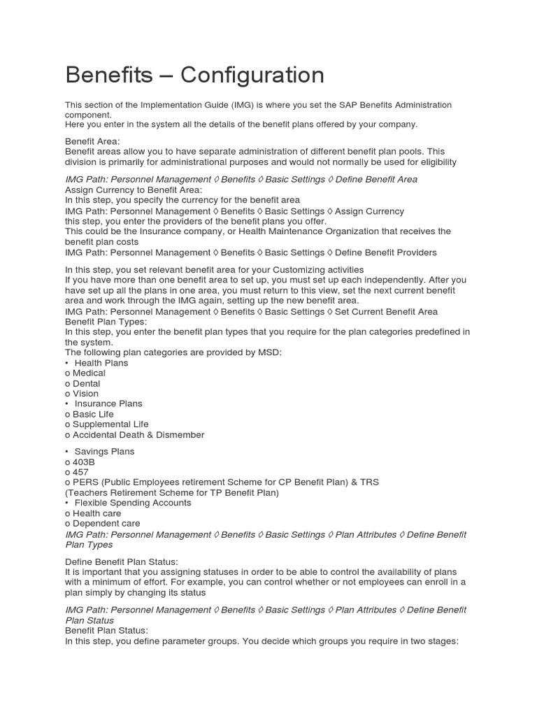 Benefits Config | PDF | Employee Benefits | Employment