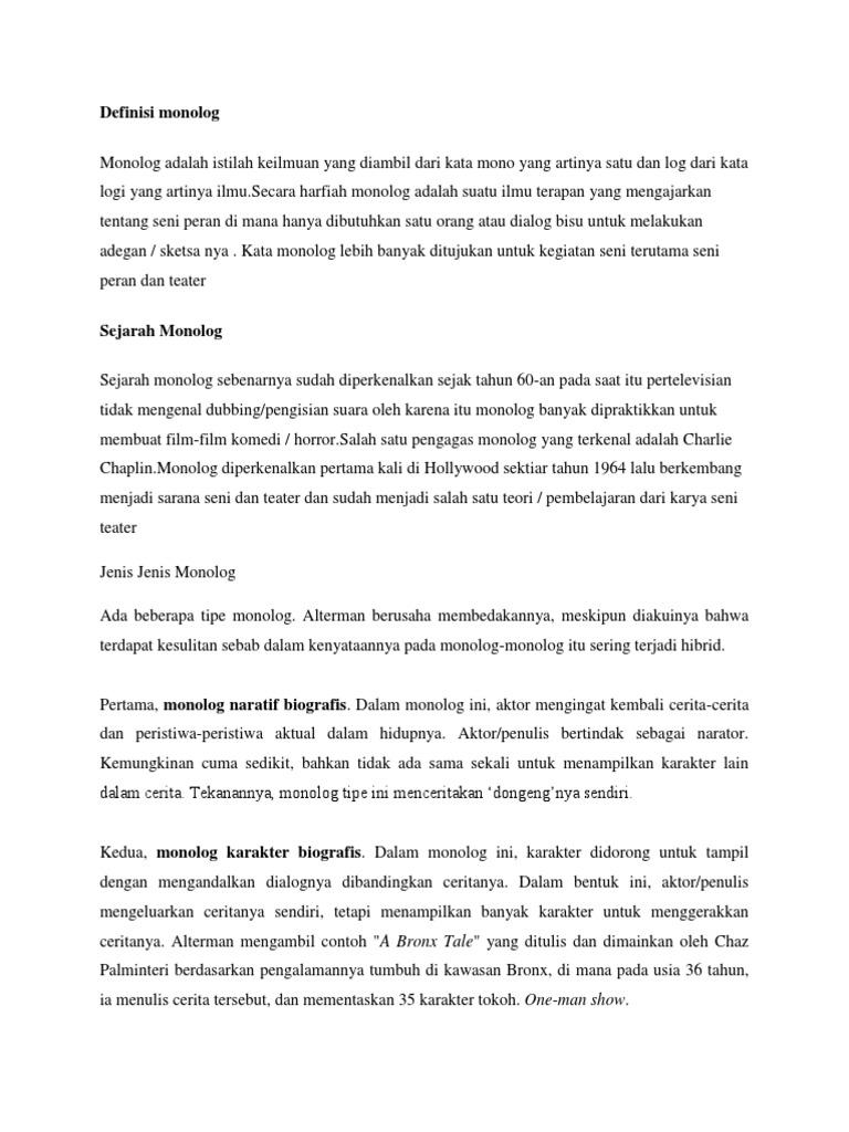 Definisi Monolog | PDF