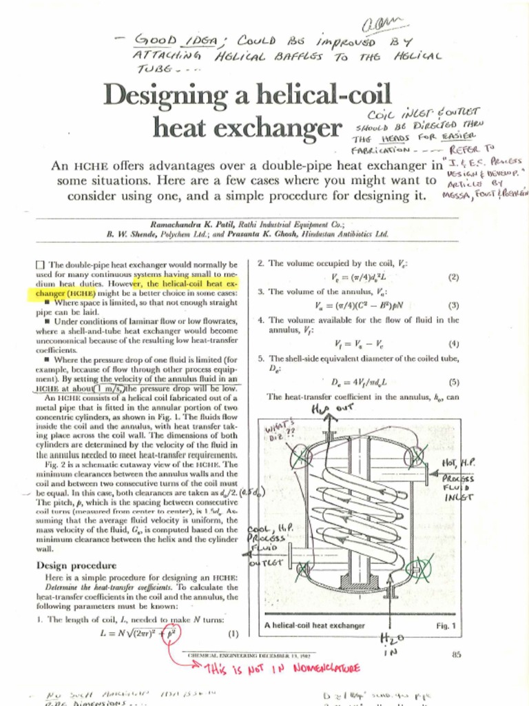Designing a HelicalCoil Heat Exchanger