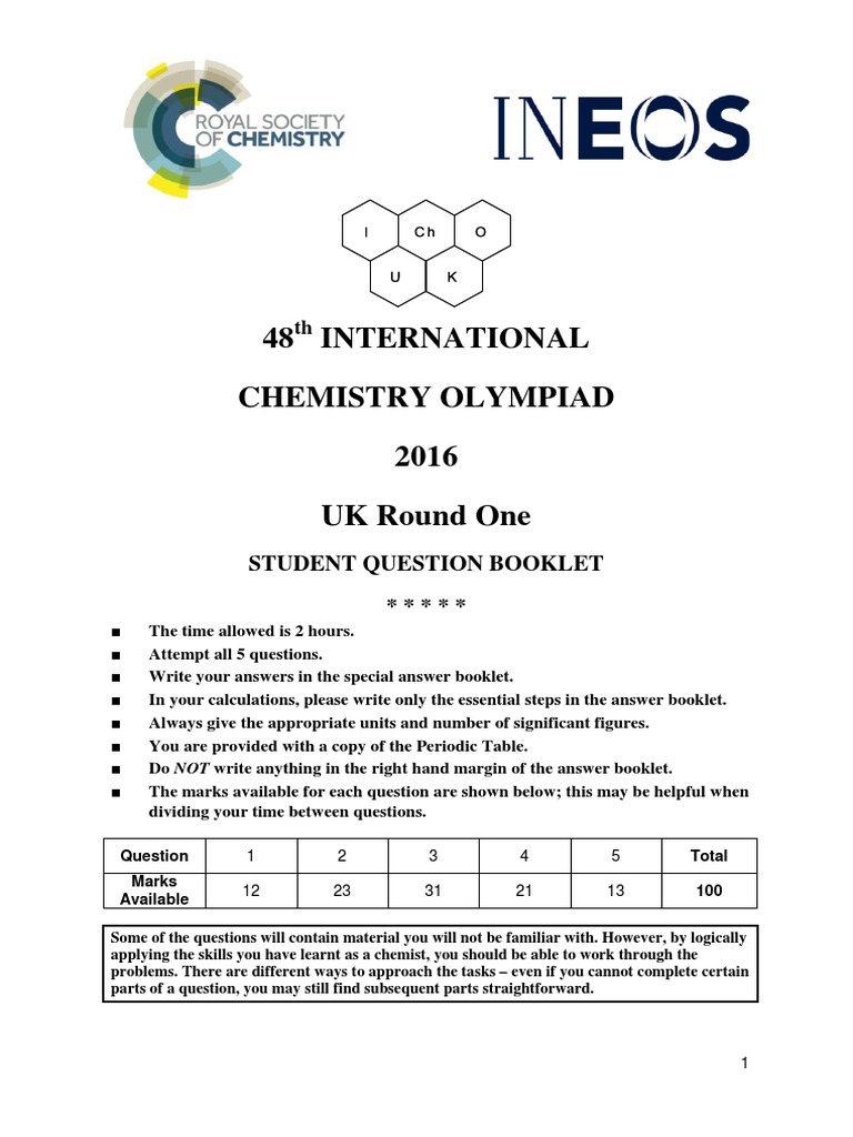 UK Chemistry Olympiad Round 1 Question Paper 2016.pdf Tungsten Oxide