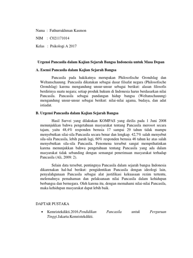 Urgensi Pancasila Dalam Kajian Sejarah Bangsa Indonesia Untuk Masa Depan
