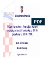 Državni Proračun I Financijski Planovi Izvanproračunskih Korisnika Za 2018. I Projekcije Za 2019. I 2020.