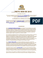 Decreto 3930 - 2010 Usos y Ordenamiento Del Recurso Hidricoy Vertimientos Al Recurso