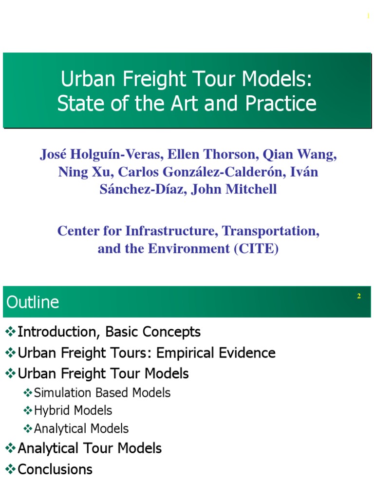 Urban Freight Tour Models Overview | PDF | Cargo | Economic Equilibrium