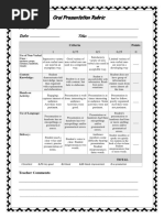 Oral Presentation Rubric