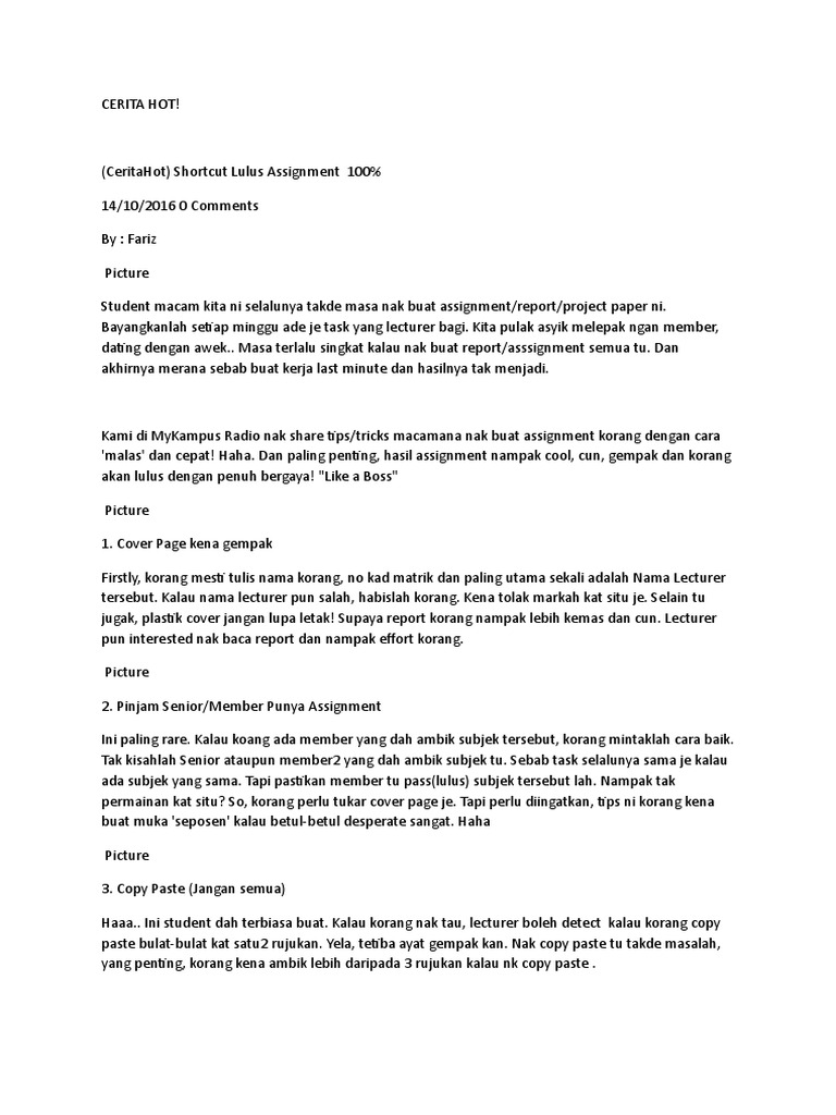Contoh Cara Buat Report Assignment