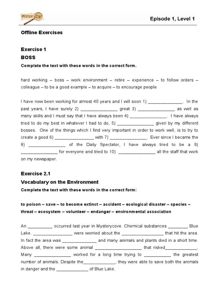 Environment Vocabulary Exercises | PDF | Environmentalism | Pollution