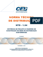 Ntd 1.04 - Criterios de Projeto e Padroes de Construcao de Rede de Distribuicao Subterranea