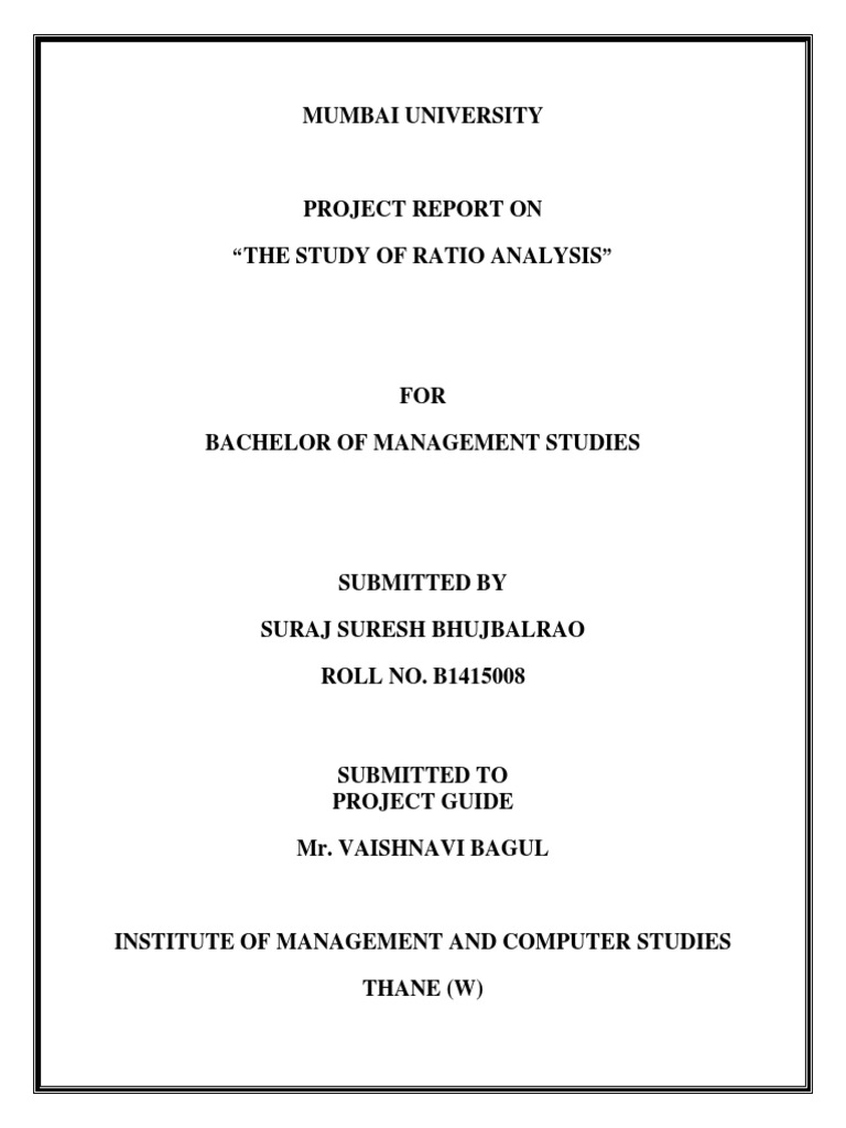 Ratio Analysis Project Report BMS | PDF | Debt | Revenue