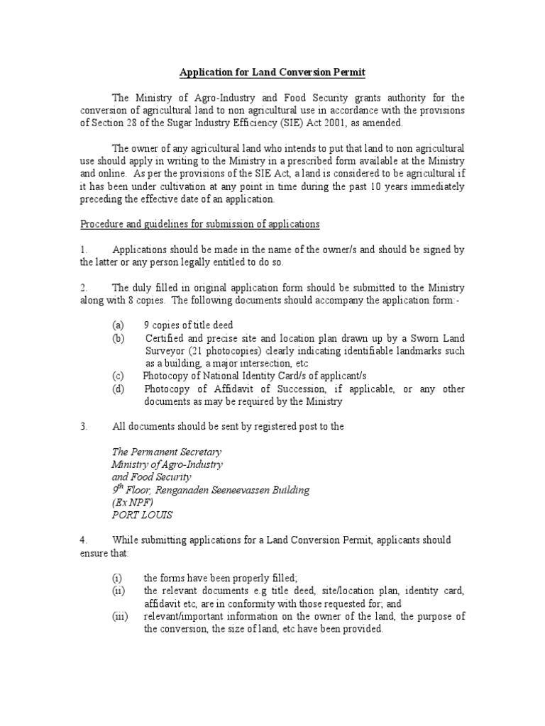 Land Conversion Permit Application Guide | PDF | International System ...