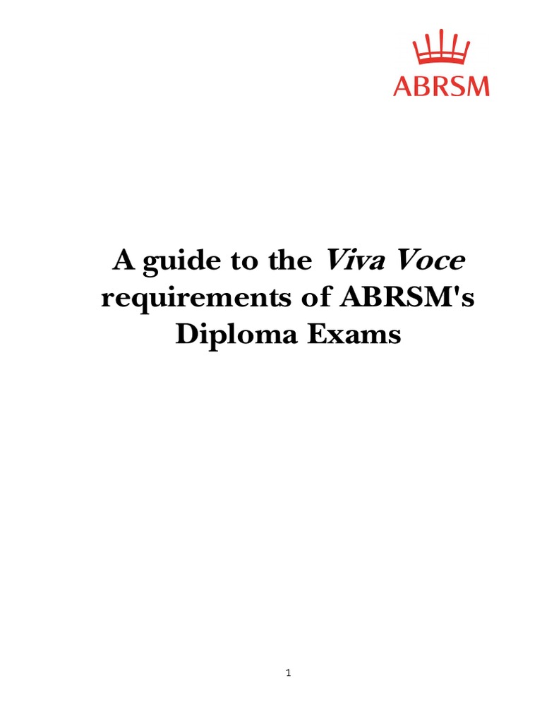A Guide To The Requirements of ABRSM's Diploma Exams: Viva Voce | PDF ...