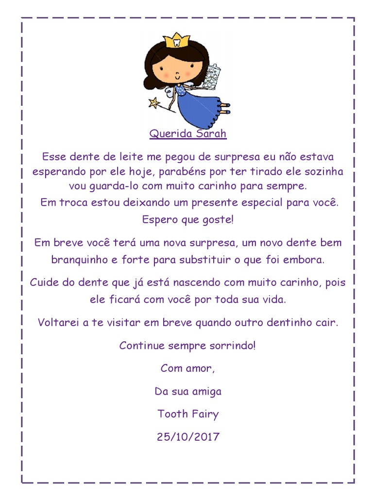 Carta Fada Dos Dentes