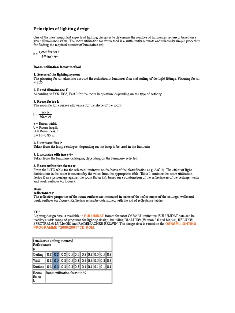 Principles of Lighting Design Lighting Light