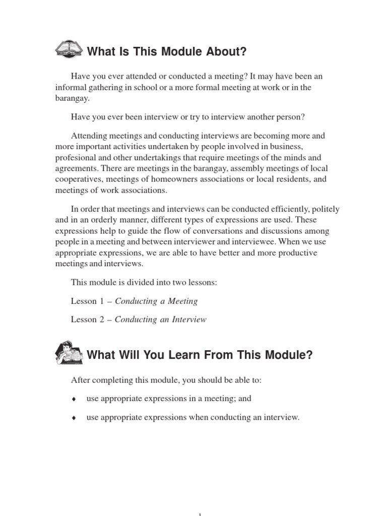 Meeting and Interview Expressions Guide | PDF | Question | Interview