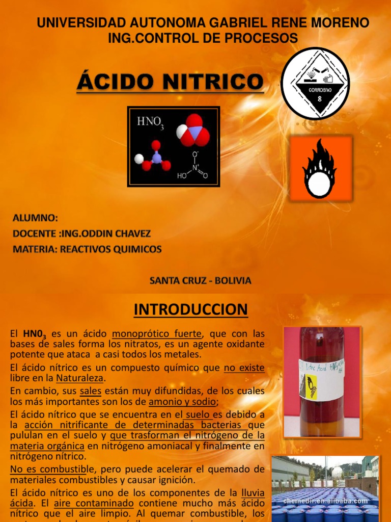 Ac.nitrico Presentacion Ácido nítrico Nitrato