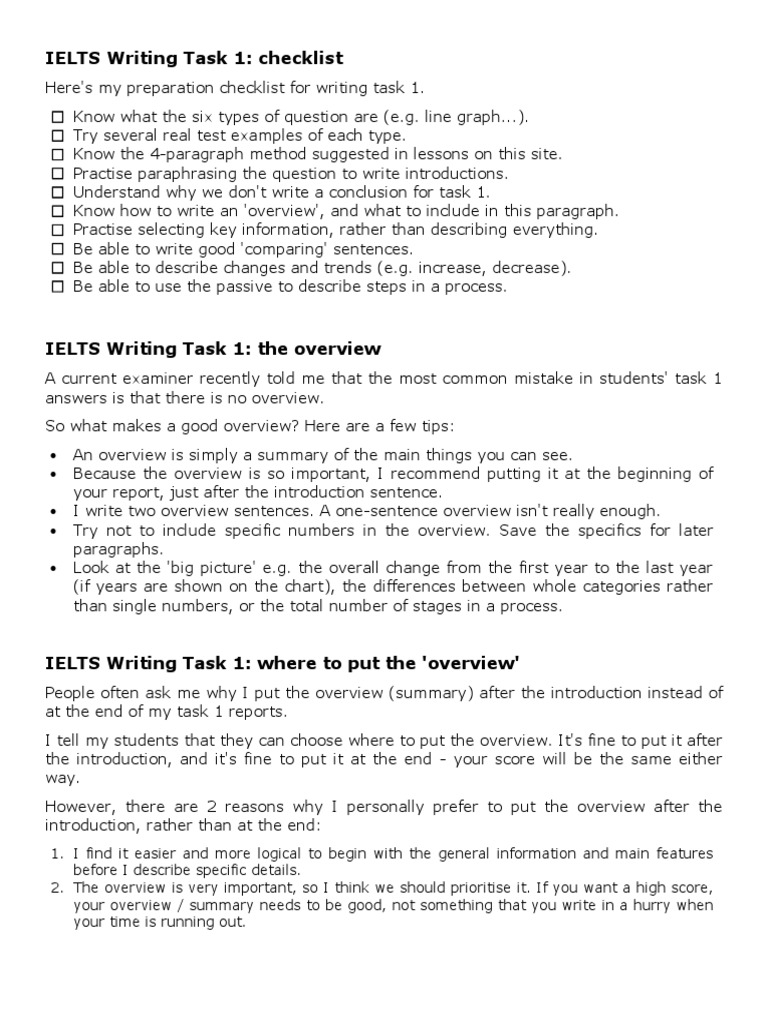 Ielts Writing Task 1 Sentence Structure