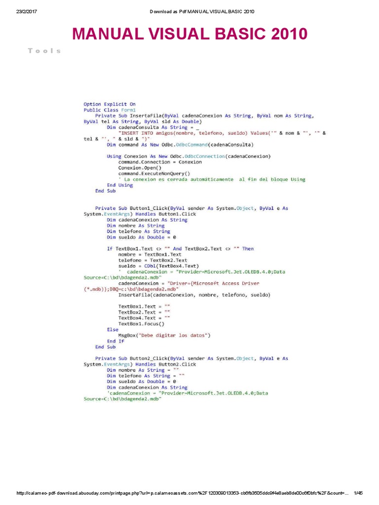 Manual Visual Basic 2010 | PDF | Computing | Computer Data