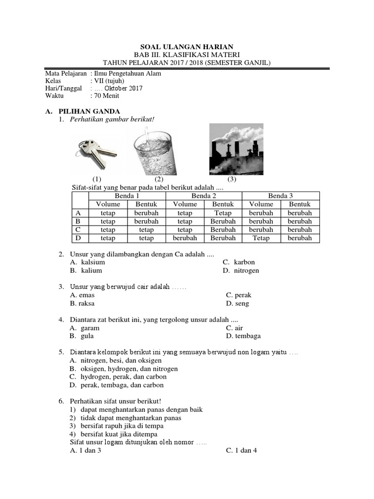 44++ Contoh soal essay klasifikasi materi dan perubahannya information